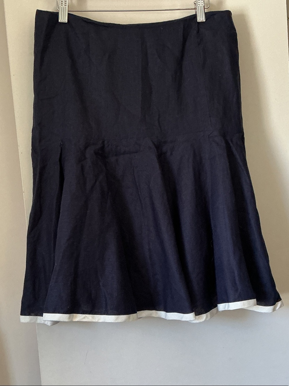 RALPH LAUREN Riviera Women's Navy Blue Flared Skirt with White Trim